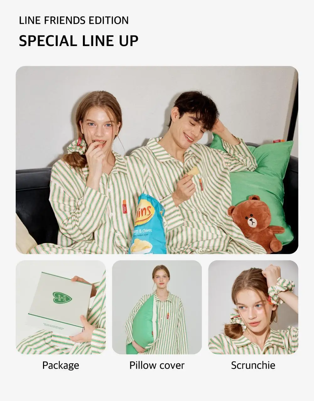 Furless pajamas[Long] - LINE FRIENDS Edition Bear Brown 상세페이지 3